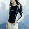 Fila Fusion Спортивная футболка с принтом Color Block, круглым вырезом, облегающего кроя, с длинным рукавом, дышащая, женская, черная T11W411202FBK