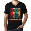 Men's Vintage Tee Shirt Graphic T Shirt V Neck Surf Summer Time AZENHAS DO MAR Deep Black