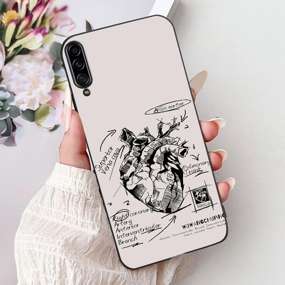 Чехол для телефона Samsung Galaxy A90 5G Чехол для Samsung A90 5G SM-A908B Элегантный Цветочный Кот Раскрашенный Черный Силиконовый Мягкий ТПУ Чехлы