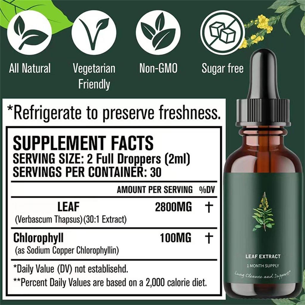 Экстракт листьев коровяка — поддержка очищения носа и функции дыхания для здорового дыхания — натуральная добавка, 30 мл