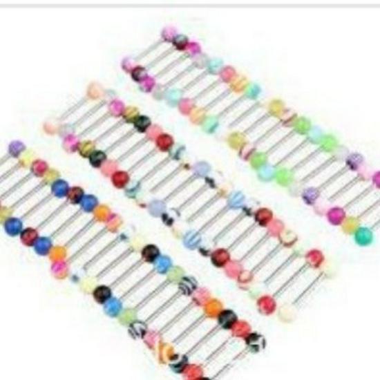 Stainless Steel & Acrylic Belly Button and Tongue Piercing Jewelry Set