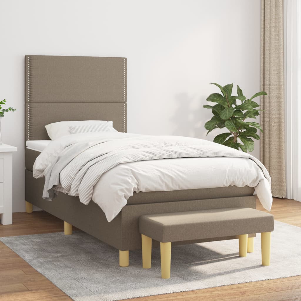 Box Spring Bed with Mattress Taupe 90 x 190 cm Fabric