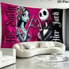 Jack & Sally Wall Tapestry Aesthetic Wall Hanging Printed Fabric Blanket Decorative Tapestries for Bedroom Living Room Home Decor