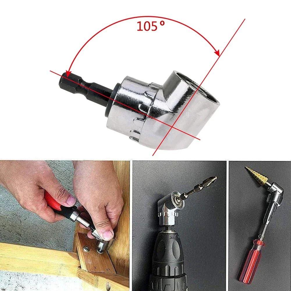 Short/Long Chuck Adapter Holder 105/90 Degree Angled Screwdriver Extension Bit  Tight Space