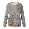 Женская повседневная модная блузка с длинным рукавом и круглым вырезом с цветочным принтом и пуловером