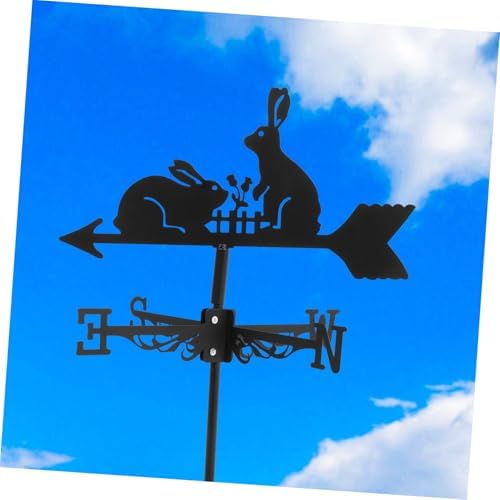VICASKY Retro Iron Weather Vane with Rabbit, Garden Patio Roof Wind Direction Decor