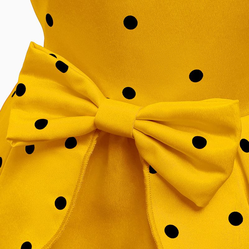 Детское платье принцессы с принтом в горошек для девочек, нарядные платья на день рождения для девочек, костюм