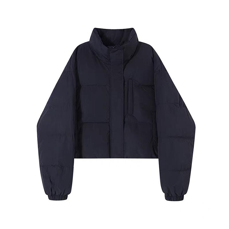 Маленькая корейская куртка-пуховик с воротником-стойкой, короткая, зима 2025, простая, свободная и тонкая куртка-хлеб, топ-куртка, женская