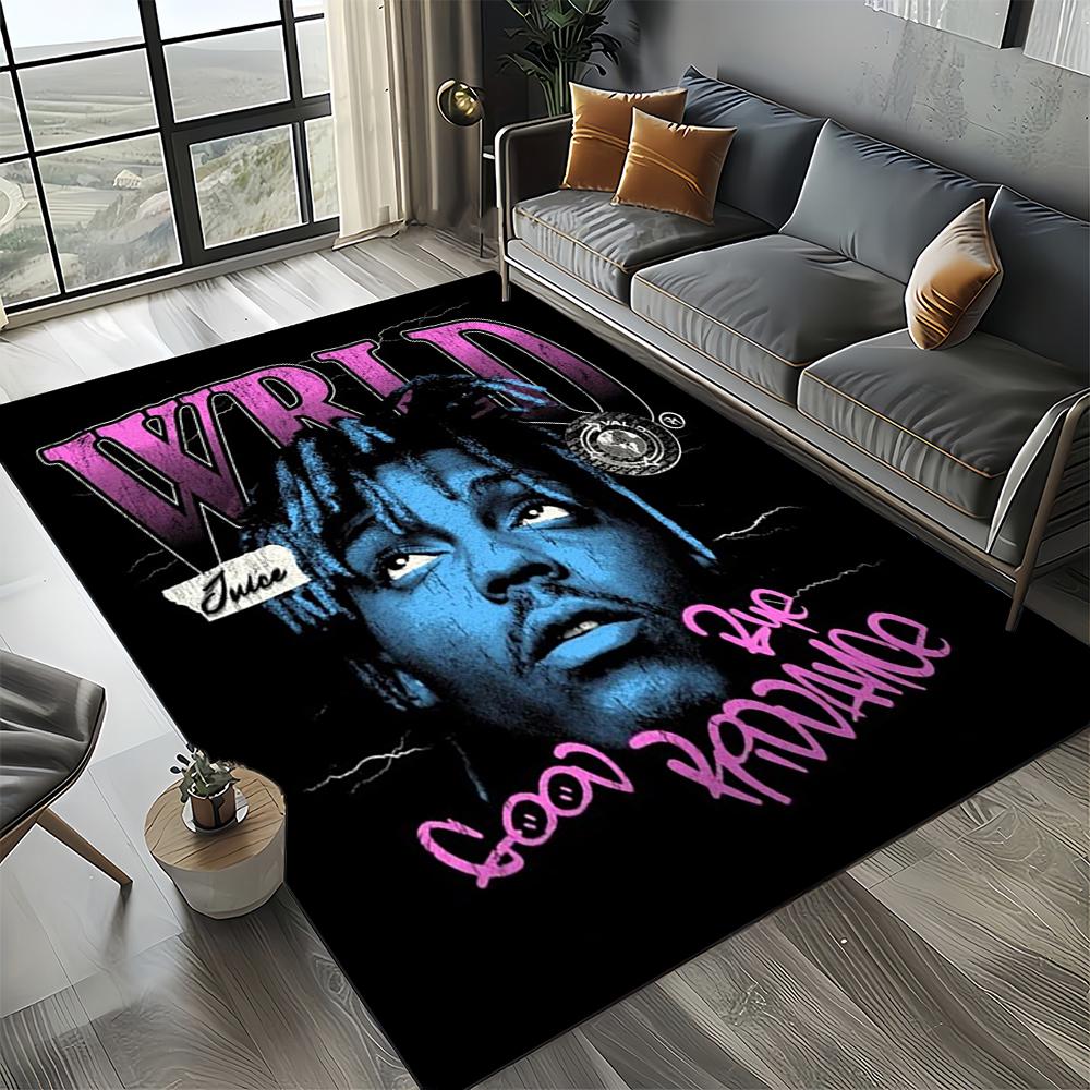 3D Print Juice WRLD 999 Legend Rapper Album Carpet Rug for Living Room Bedroom Home Sofa Decoration,Kids Play Non-slip Floor Mat
