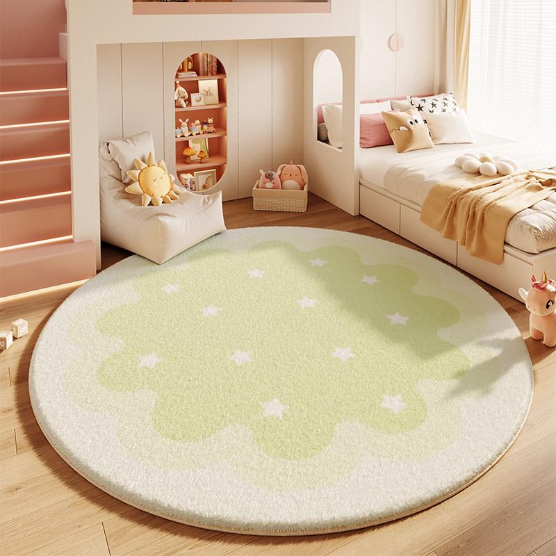 Cream Style Bedroom Decor Round Carpet Thicken Plush Carpets for Living Room Fluffy Soft Lounge Floor Mat Washable Cloakroom Rug