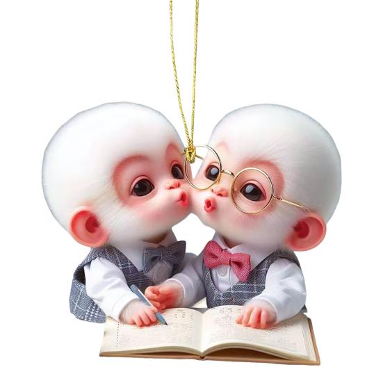 Подвеска для автомобиля Мультяшная надутая обезьянка Шарм Акриловая подвеска Легкая 2D Рюкзак Автоаксессуар Автомобиль