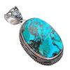Tibetan Turquoise Gemstone Handmade 925 Sterling Silver Jewelry Pendant 2.17" AH-814