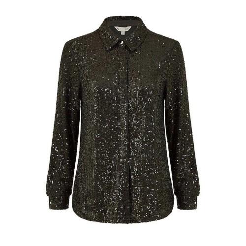 Yumi Womens/Ladies Sequin Regular Long-Sleeved Shirt
