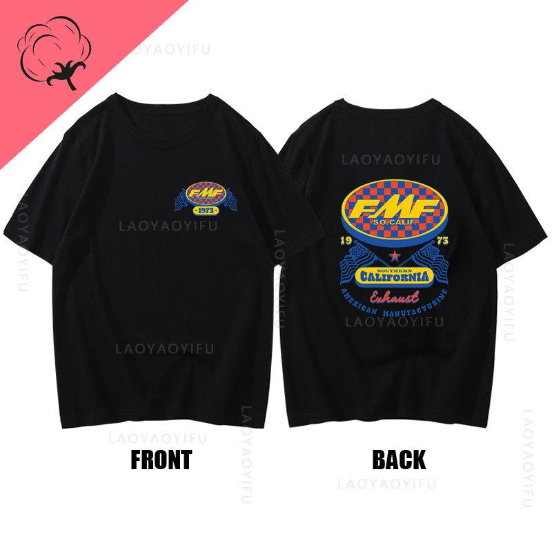 Hot Sale FMF Racing Exhaust Ama Motocross Tee Round Neck Fashion Clothing Short Sleeves Summer Mens Cool Top 100Cotton T Shirt