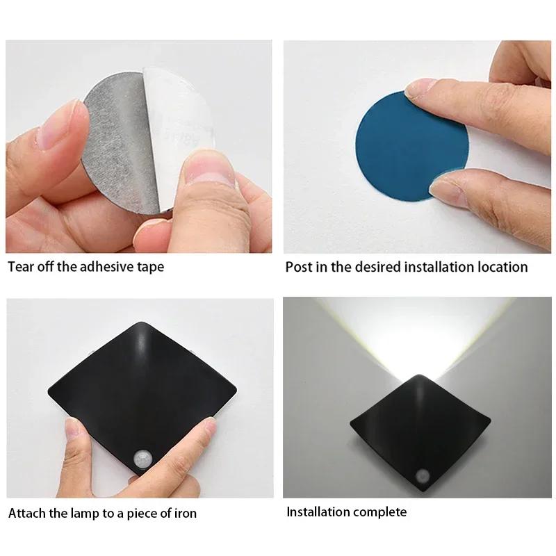 Перезаряжаемый светодиодный ночник с индукцией человеческого тела, беспроводной светодиодный настенный светильник для спальни, гостиной, декора лестницы, внутреннее освещение