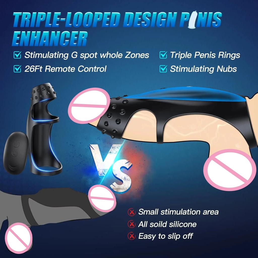 Vibrating Cock Penis Ring With Remote Control Enhancer Cock Sleeve G Spot Vibrator Adult Sex Toys For Men Women Couples