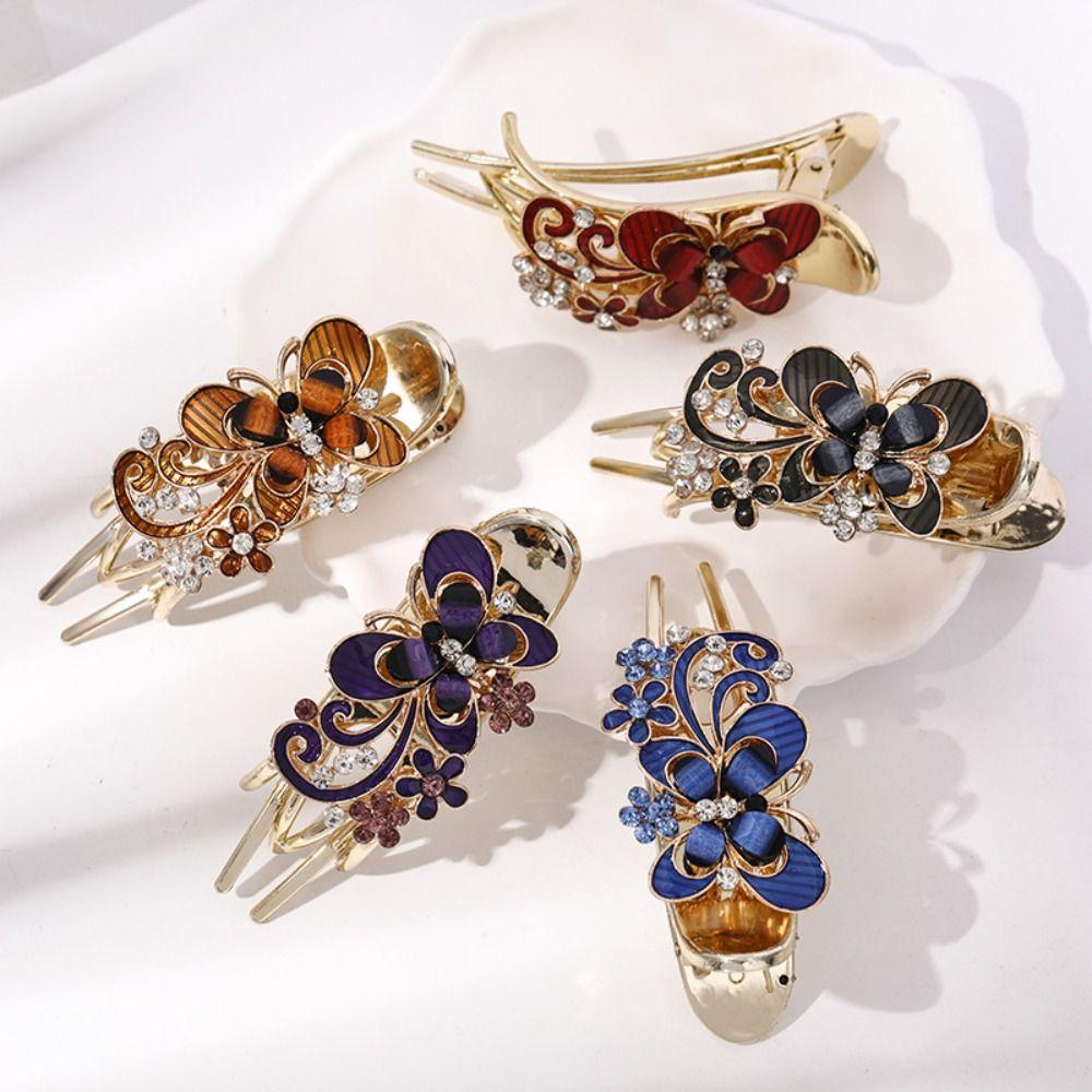 Headwear Alligator Hair Clip Crystal Flower Hairpin Hair Accessories Rhinestone Butterfly Hair Claw