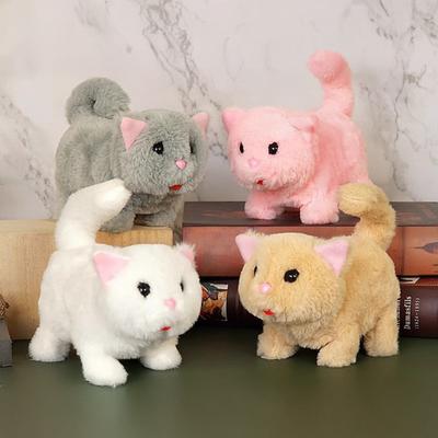 Yousheng Детская Электрическая Плюшевая Игрушка Кошка Ходячая Качающая Головой Машущая Хвостом Интерактивный Плюшевый Котёнок Игрушка для Малышей Мальчиков Девочек Образовательная Симуляция