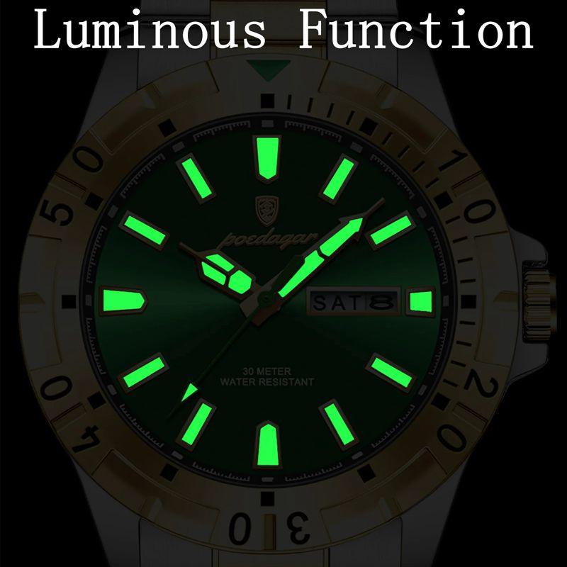 POEDAGAR Кварцевые мужские часы водонепроницаемые светящиеся дата недели мужские часы военные мужские часы из нержавеющей стали спортивные мужские часы