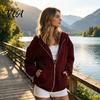 Lightweight Women Jacket Zip-Up Hoodies for Women, Loose Fit Drawstring Hooded with Casual Apparel Pocket, Long Sleeve Coat Fall Winter Sweatshirt