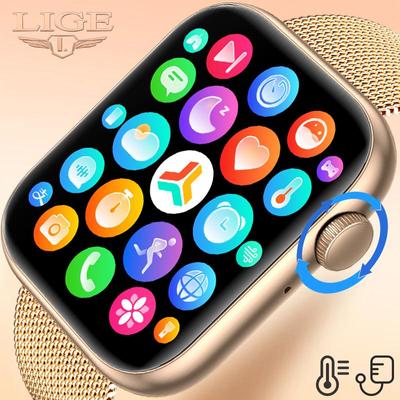 LIGE Смарт-часы с температурой тела, женские 1,85-дюймовые вращающиеся клавиши, спортивный браслет, Bluetooth-вызов, индивидуальный циферблат, мужские Smartwath Lady 2022