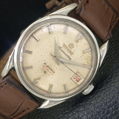 ШВЕЙЦАРСКИЕ ВИНТАЖНЫЕ МУЖСКИЕ ЧАСЫ С РУЧНЫМ ЗАВОДОМ TITONI AIRMASTER TITOFLEX a703250-1