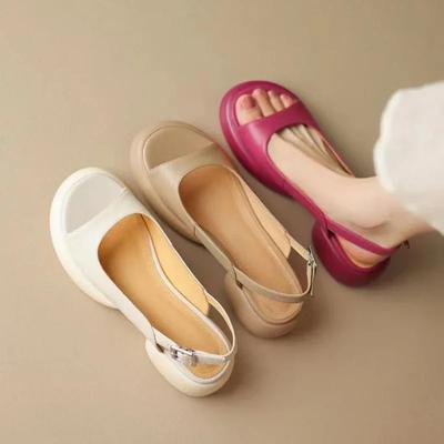 Новые женские кожаные сандалии на платформе из искусственной кожи, повседневные сандалии, женские гладиаторские туфли с открытым носком, женские неглубокие римские сандалии