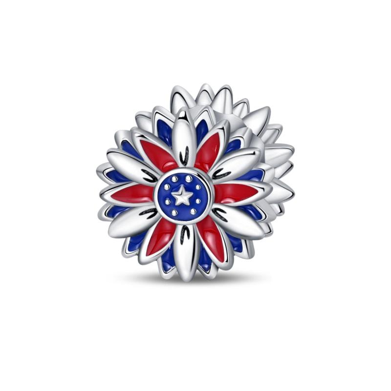 925 Silver Heart-Shaped American Flag Statue of Liberty Butterfly Charms Beads Fit Qikaola 925 Bracelets DIY Jewelry