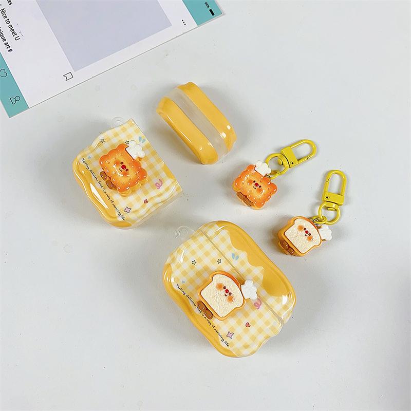 Корейский Милый 3D Чехол-Гамбургер в Клетку для Наушников Airpods 4 3 2 Pro 3 Чехол с Подвеской Силиконовый Защитный Чехол для Гарнитуры Funda