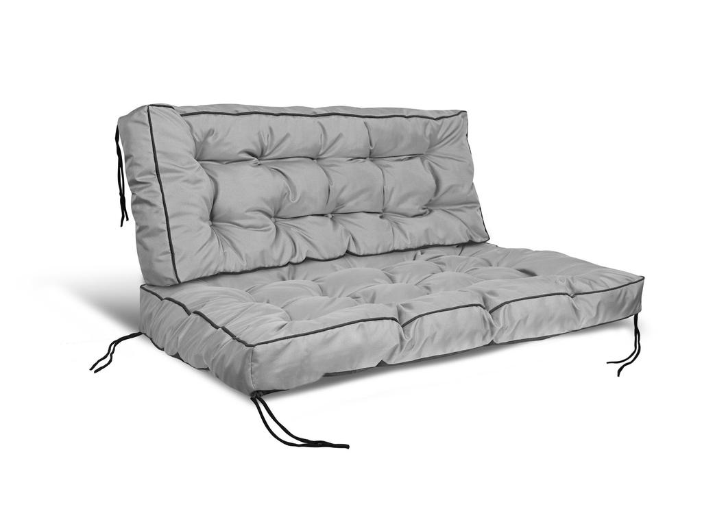 2 водонепроницаемые садовые подушки для скамейки или качелей на веревках, завязанные по высокой стороне и по краю.