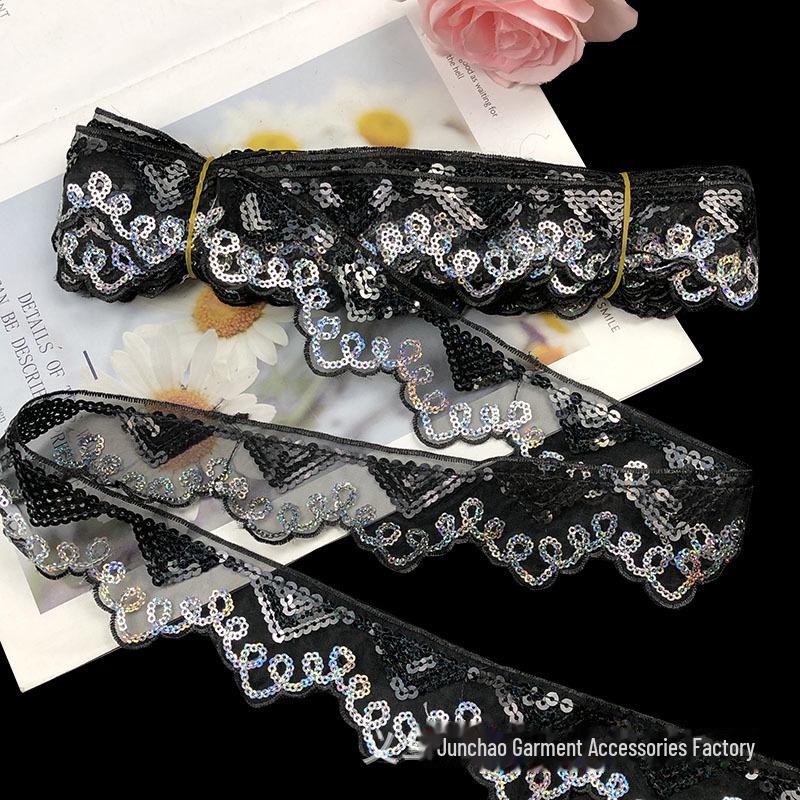 Готовая к использованию сетчатая занавеска с вышивкой пайетками и треугольной кромкой из пайеток