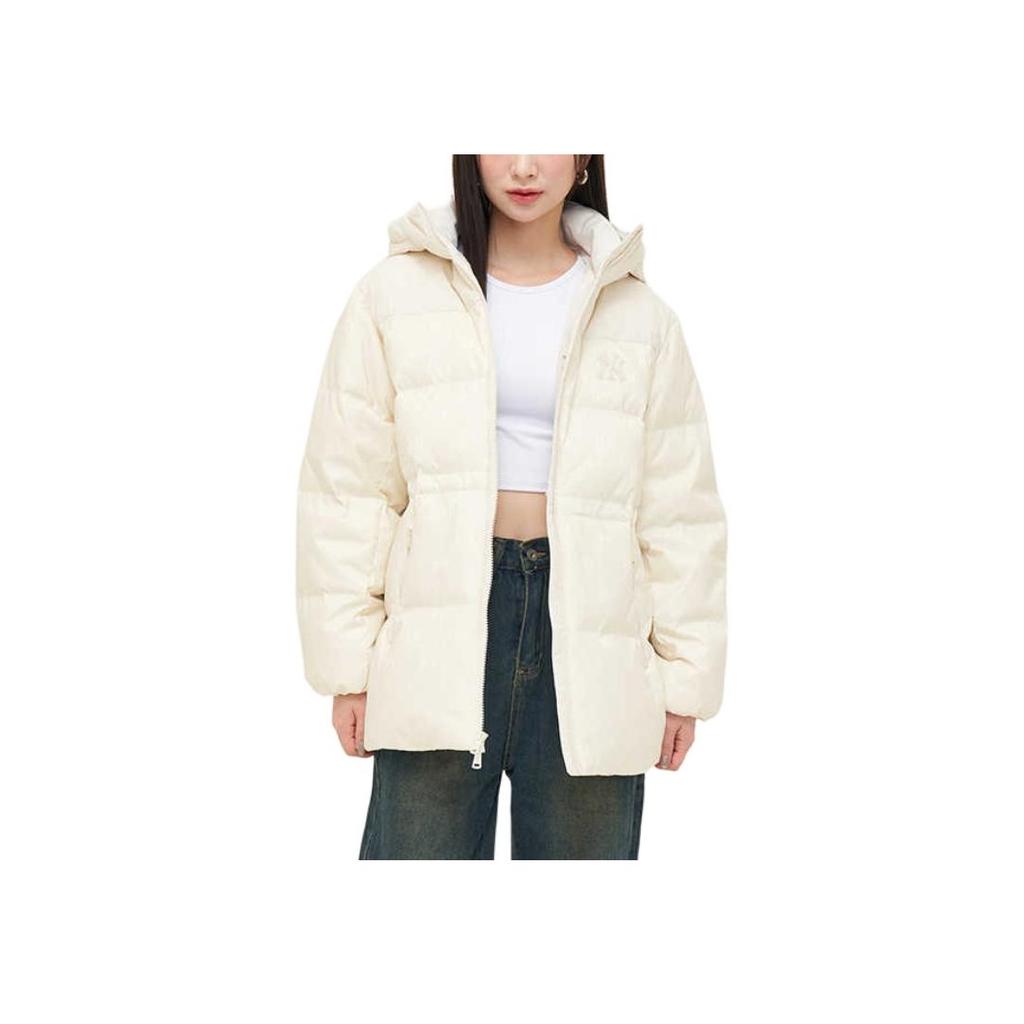 MLB Monogram Series New York Yankees Fashion Warm Hooded Down Jacket Women jackets Deep-Cream 3FDJM0146-50CRD