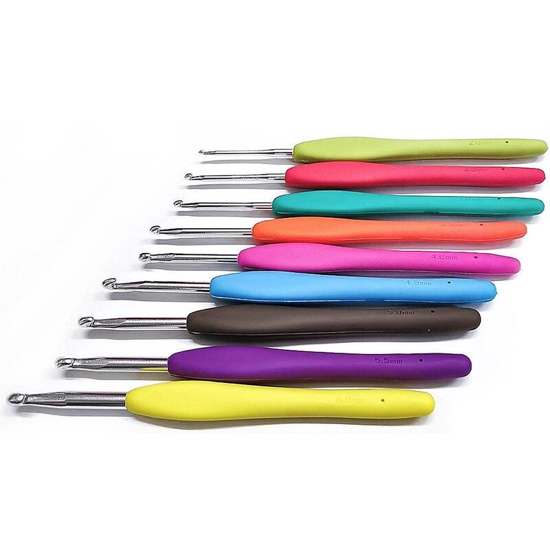 9 шт. красочные мягкие пластиковые ручки из глинозема крючки для вязания крючком набор спиц 2-6 мм вязальный крючок для плетения швейных игл инструмент