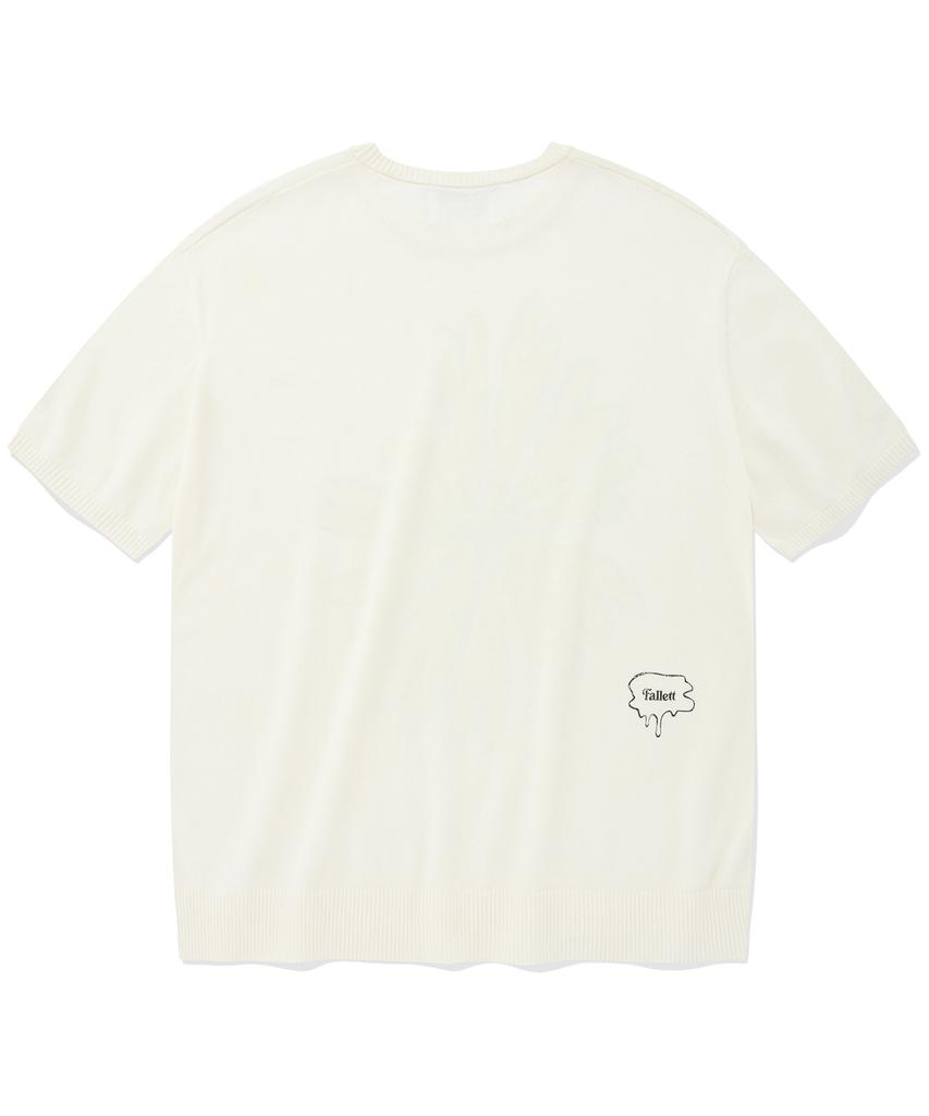 FALLETT [Fallettxlee] Flower Short Sleeve Knit Ivory