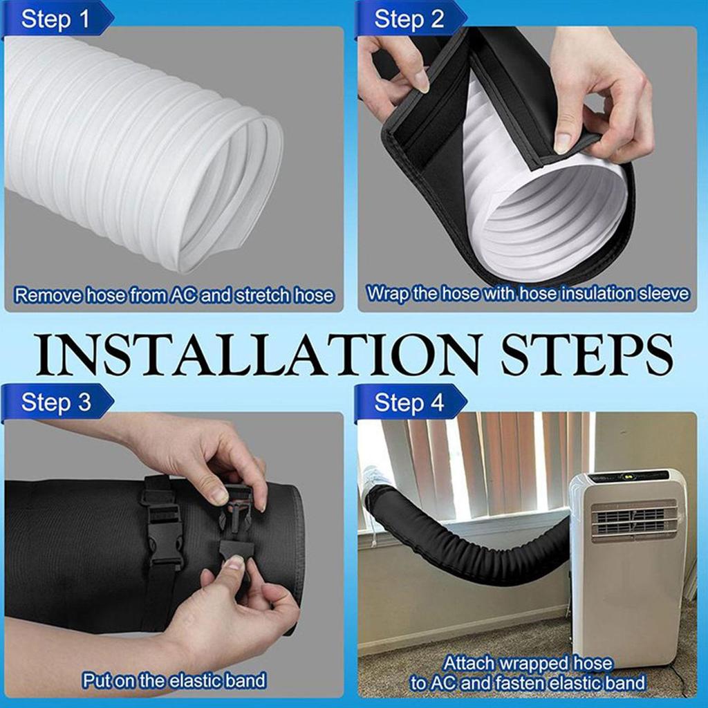 AC Hose Insulation Sleeve Portable Air Conditioner Hose Cover Wrap Insulated Adjustable Tube Sleeve Accessories Wrap for Outdoor