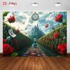 2D Ткань для фотофона «Заколдованная тропа» из «Алисы в Стране чудес» для вечеринок