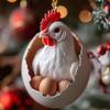 Yousheng Christmas Ornament Acrylic Animal Egg Tree Pendant 2D Chicken Duck Turtle Eggshell Farm Decorations Holiday Gift for Family Friends