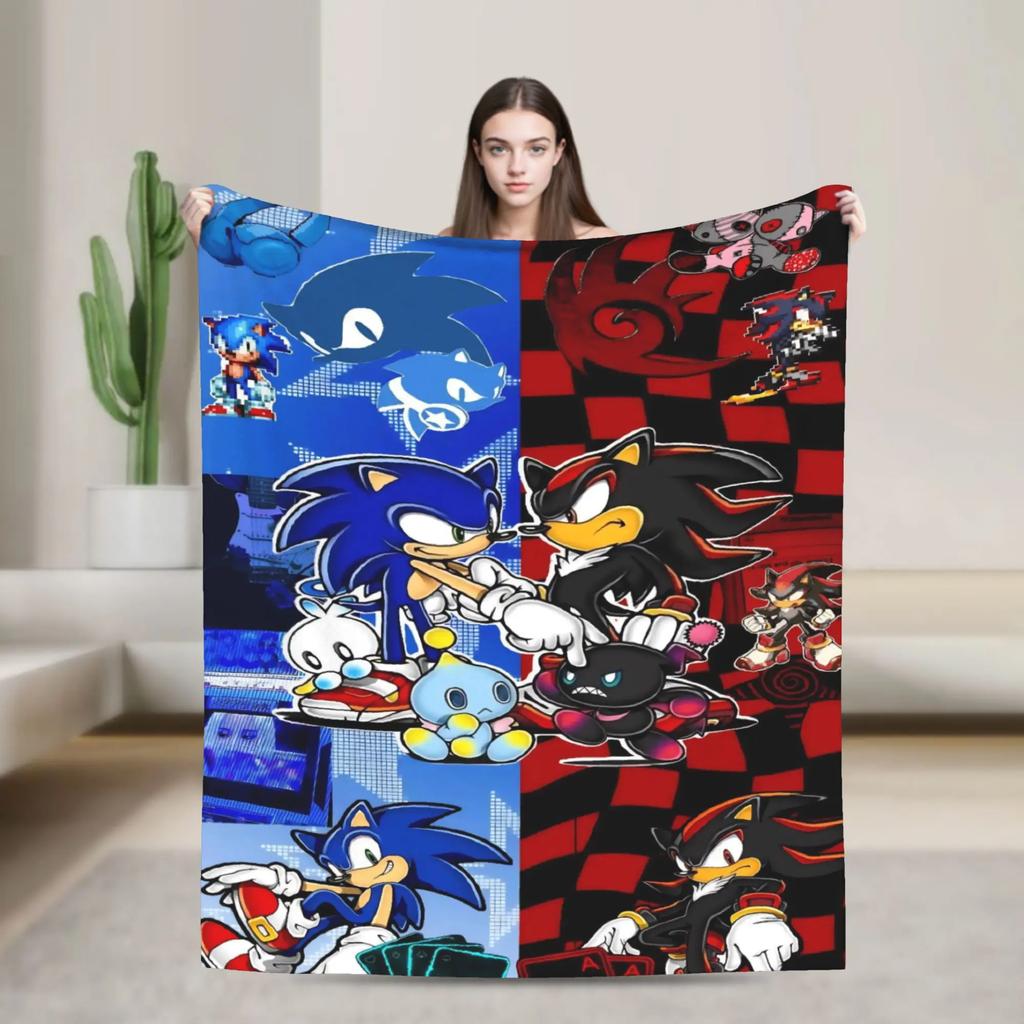 Sonices Shadow HHedgehogs Flannel Blanket Soft Winter Bedding for Students Couch Sofa Bed Comfortable Bedspread Cover