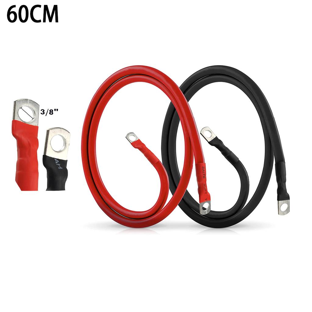Battery Inverter Cable 2awg Car Battery Cable with Terminals 30/60cm Stranded Copper Wire Connector for Car Rv Boat Solar