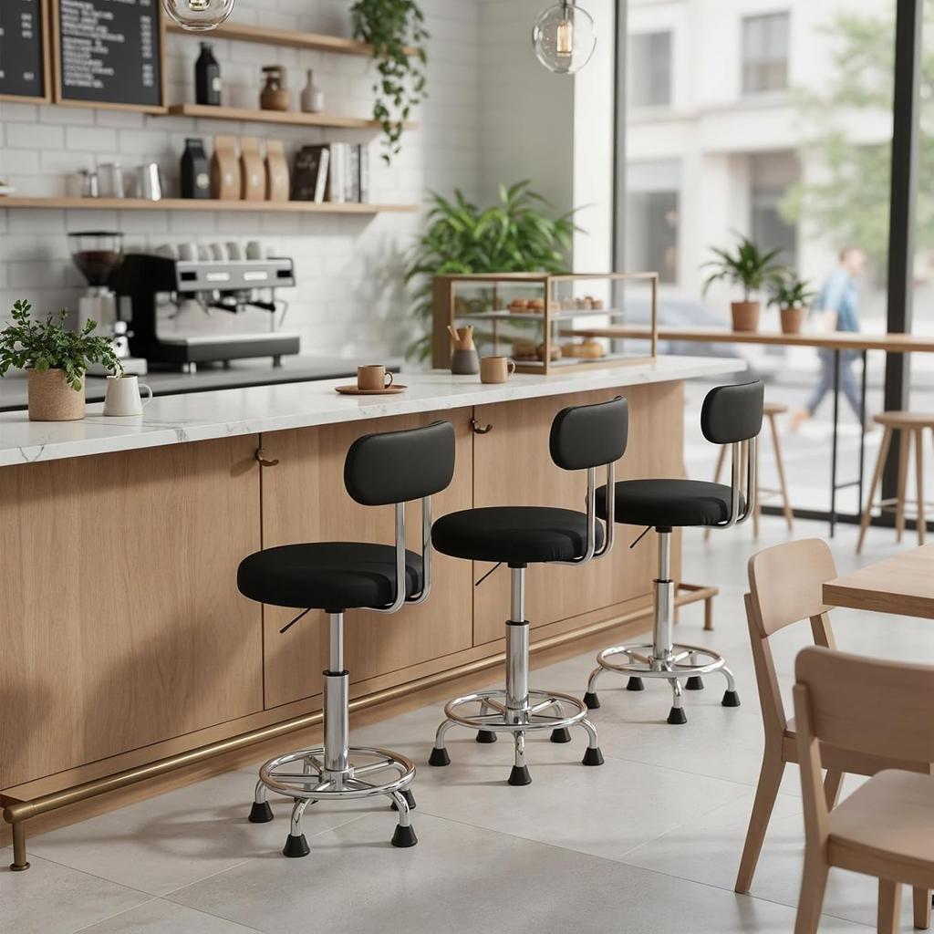 2Pcs Black Dustproof Bar Stool Seat Covers, Stretch Round Bar Cushion Washable Crease-Resistant Slipcovers Fit for Dia 11-17in Chair for Home Bar