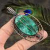 Green Dendritic Gemstone Copper Wire Wrap Jewelry Pendant 3.55"