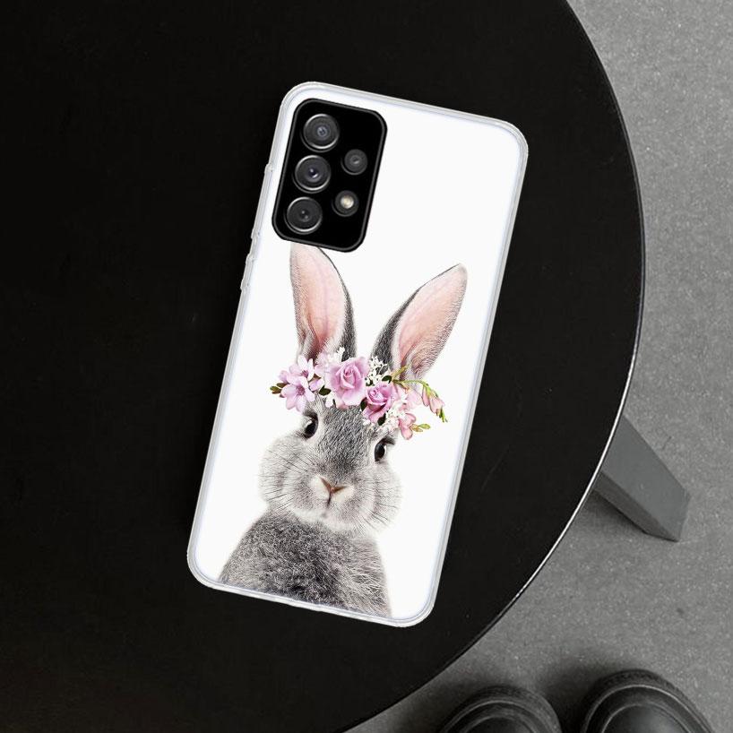 Милый чехол-накладка с кроликом для Samsung Galaxy A12 A22 A32 A52 A72 A02S A51 A50S A31 A20S A10S Note 20 Ultra 10 Plus Gala
