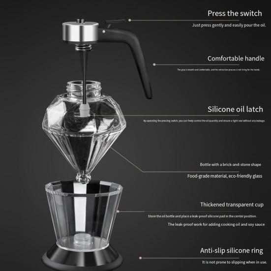 Honey Oil Dispenser Bottle No Mess Syrup Pitcher with Leak-Proof Pump 200ml Clear Glass Sauce Container for Honey Olive Oil Condensed Milk