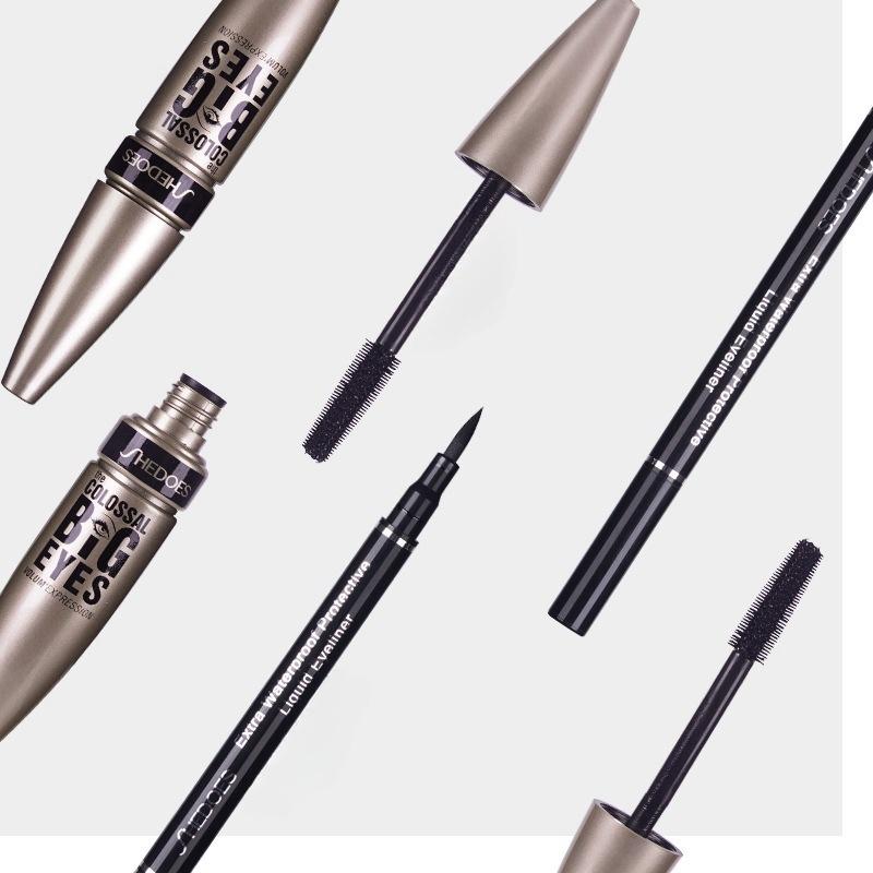 Набор для макияжа 2 в 1 с водостойкой черной тушью и подводкой для глаз для создания эффекта больших глаз и легкого нанесения