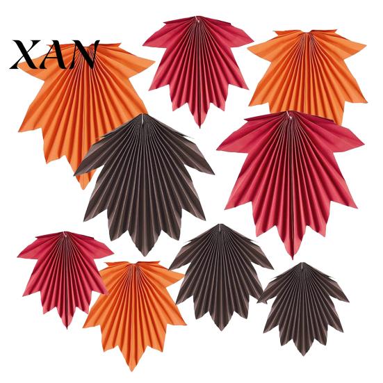 Maple Leaf Hanging Decor 9 Pcs Fall Party Leaves Paper Fans Rustic Autumn Themed Supplies Fan Decoration for Thanksgiving Birthday Baby Shower Wedding