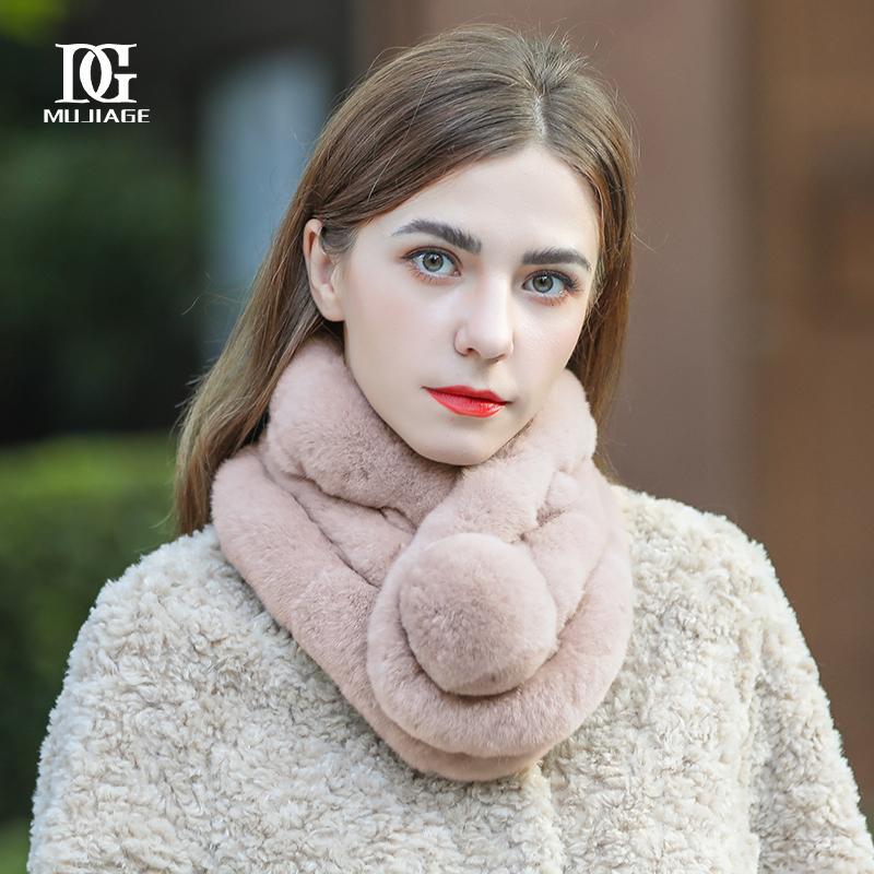 Rabbit Fur Scarf Neck Women's Winter Korean Version Thickened Versatile Winter Double Sided Rex Rabbit Fur Fur Scarf Neck