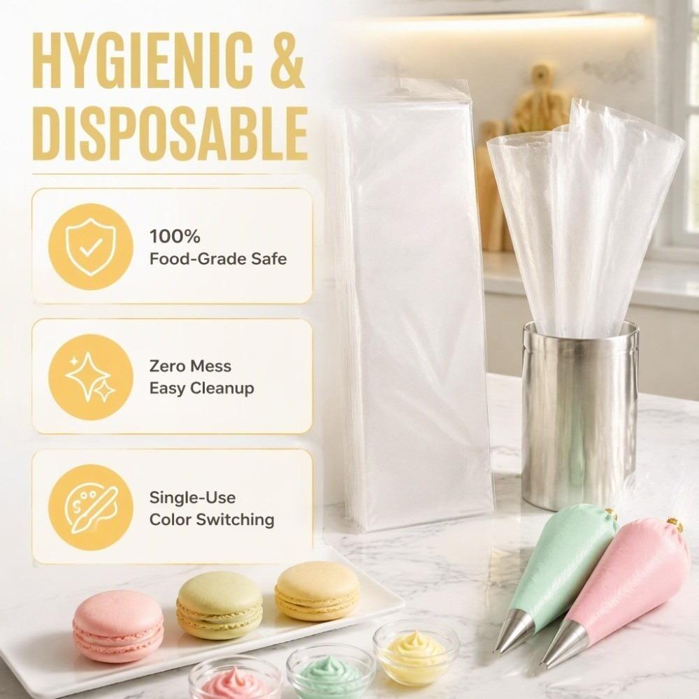 100PCS PE Piping Pastry Bag Thickened Cream Icing Bag New Cupcake Piping Bag Cake Decorating