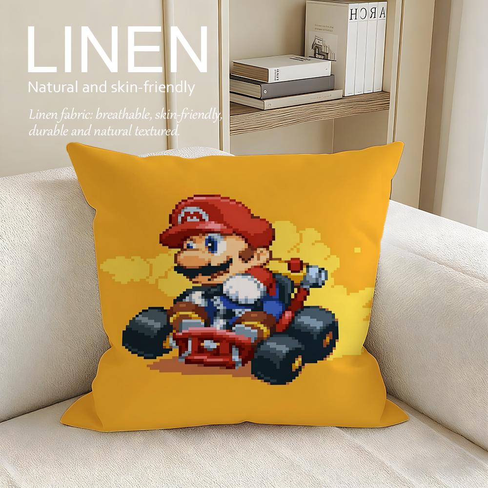 Cartoon Super Plumber Cushion Cover Pillowcase Set Pcs x x Breathable Washable Sofa Cushion Cover