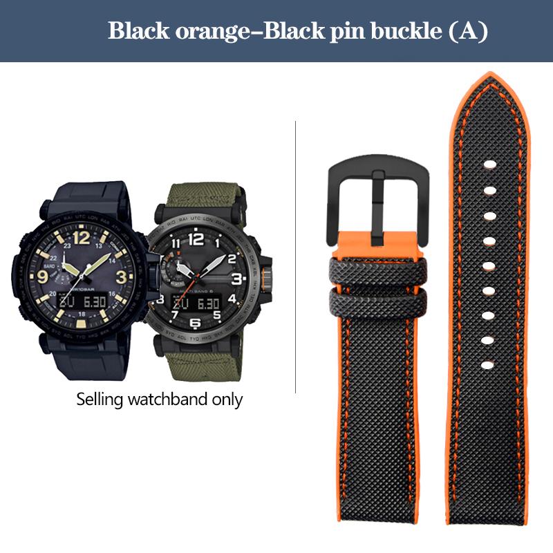 Нейлоновый ремешок для часов с резиновым низом для серии Casio PROTREK PRG-600YB PRG-650 PRW-6600, парусиновый силиконовый ремешок для часов, спортивный ремешок 24 мм