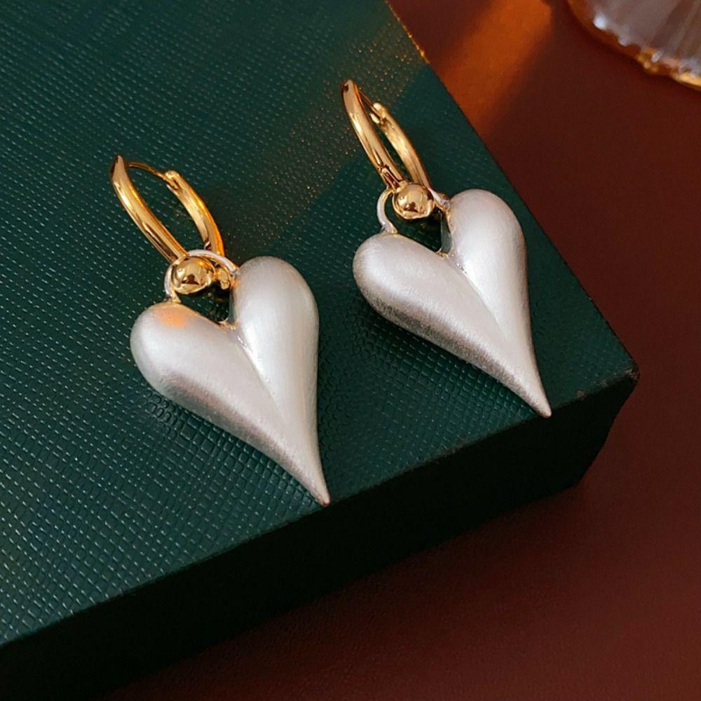 Love Pendant Heart Hoop Earrings Geometry Hearts Earringdrop Fashion Metal Filigree Earrings  Women